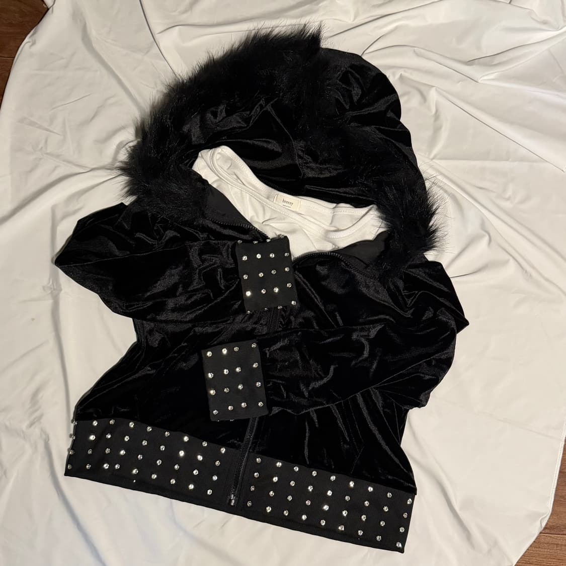 black velvet fur hooded zip-up 상품이미지1