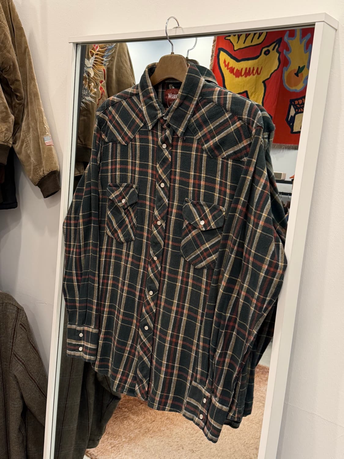 90s Wrangler 랭글러 플란넬 체크 웨스턴 셔츠 상품이미지1