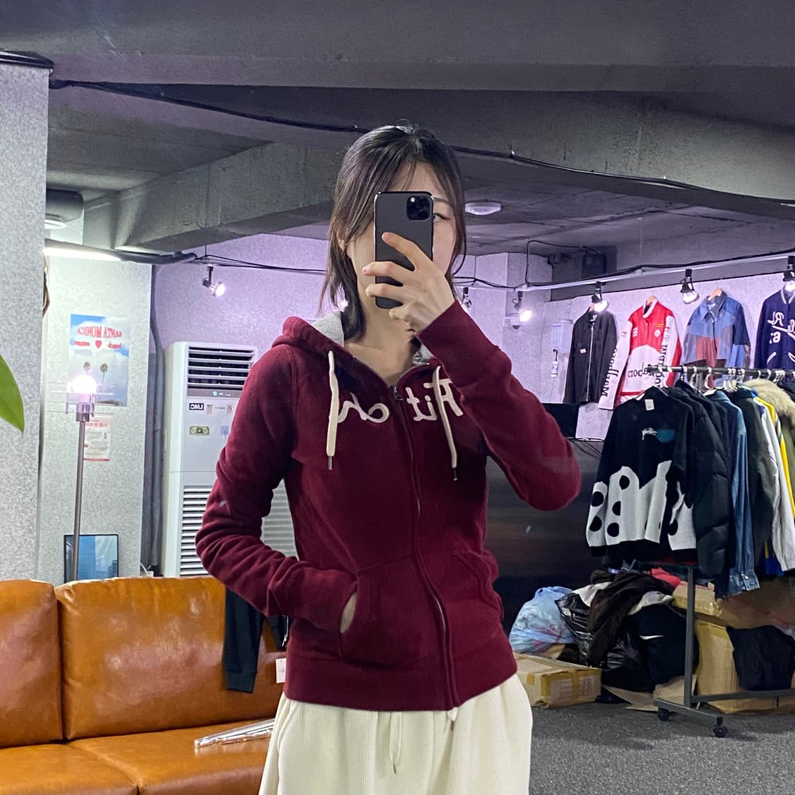 아베크롬비 빅로고 버건디 후드집업 B3318 상품이미지1