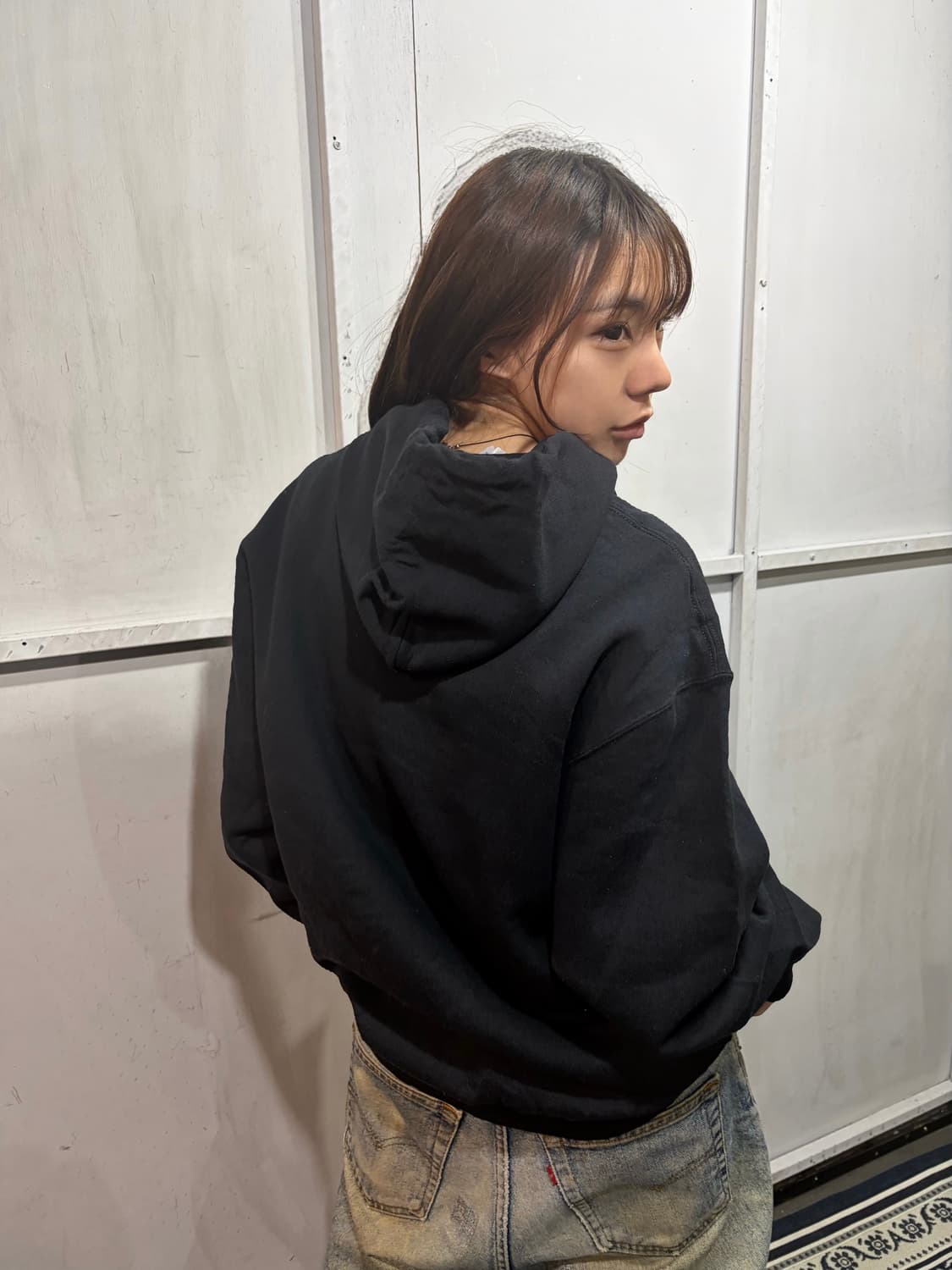 90s RUSSELL black hoodie  상품이미지4