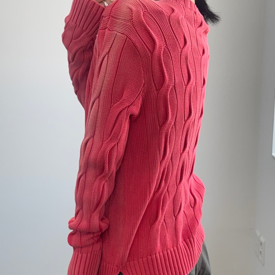 Polo 폴로 네이비 포니 핑크 케이블 니트 상품이미지3