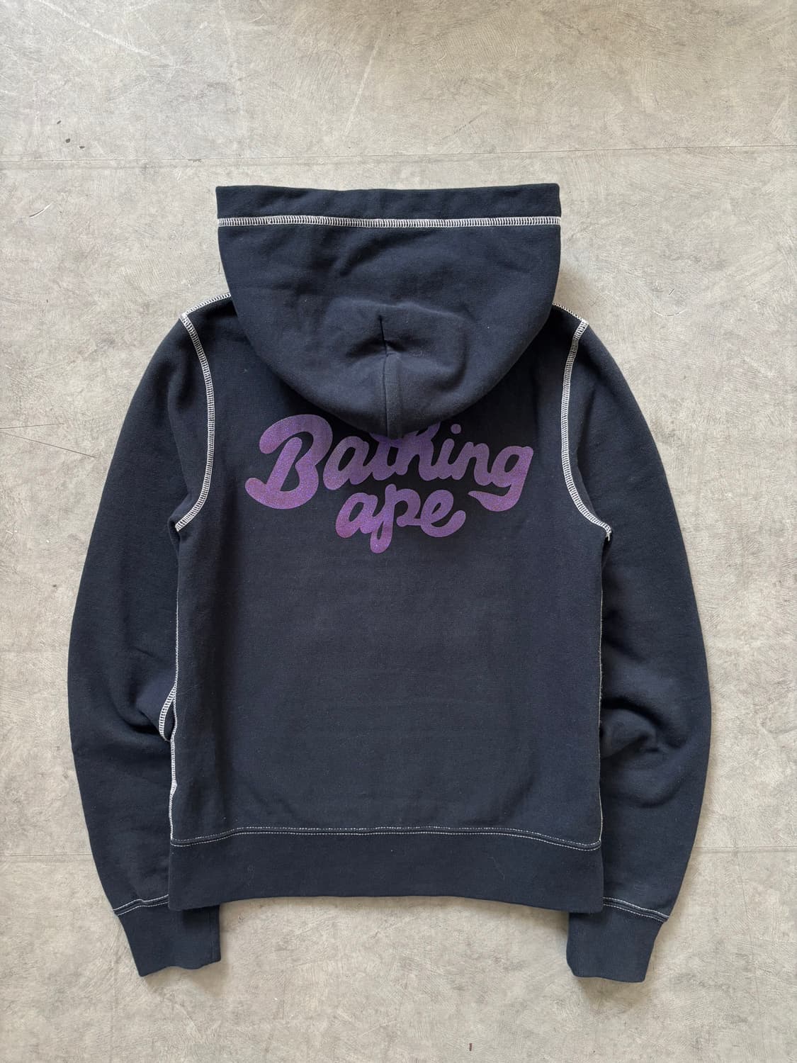 Bape 베이프 네이비 스티치 로고 후드집업 상품이미지9