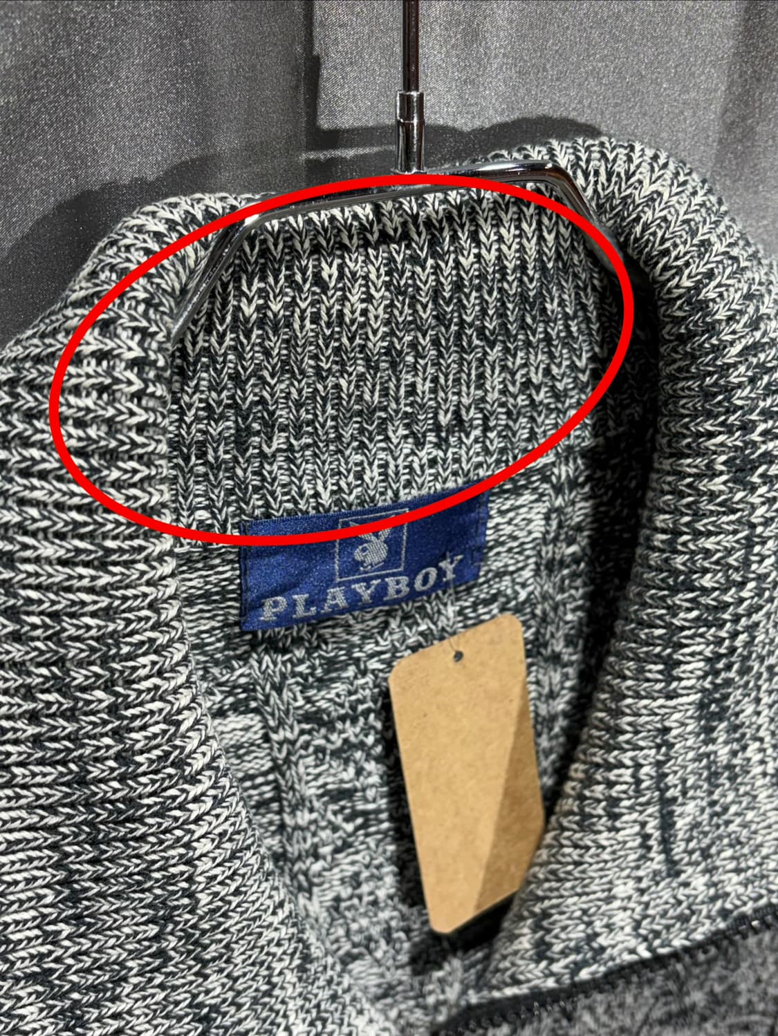 XL PLAY BOY 플레이보이 골드레빗 믹스 니트 집업 상품이미지8