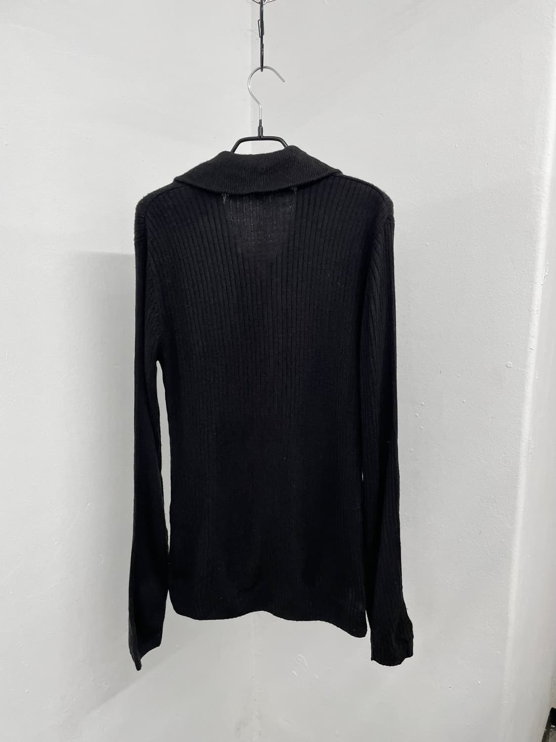 블랙 골지 투웨이 니트 집업 상품이미지5