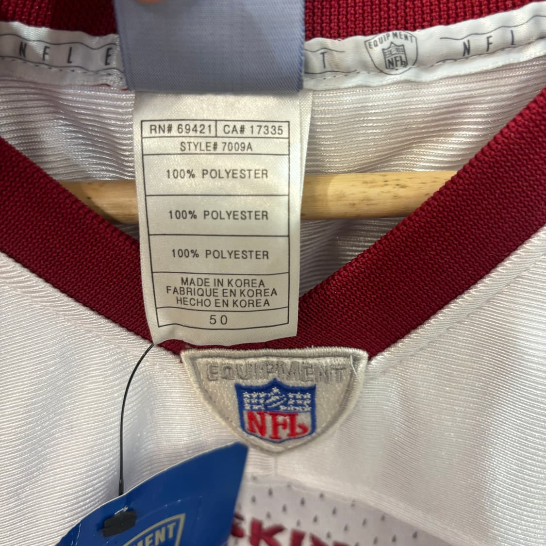 NFL X 리복 레드 스킨스 화이트 럭비져지 XL 상품이미지8
