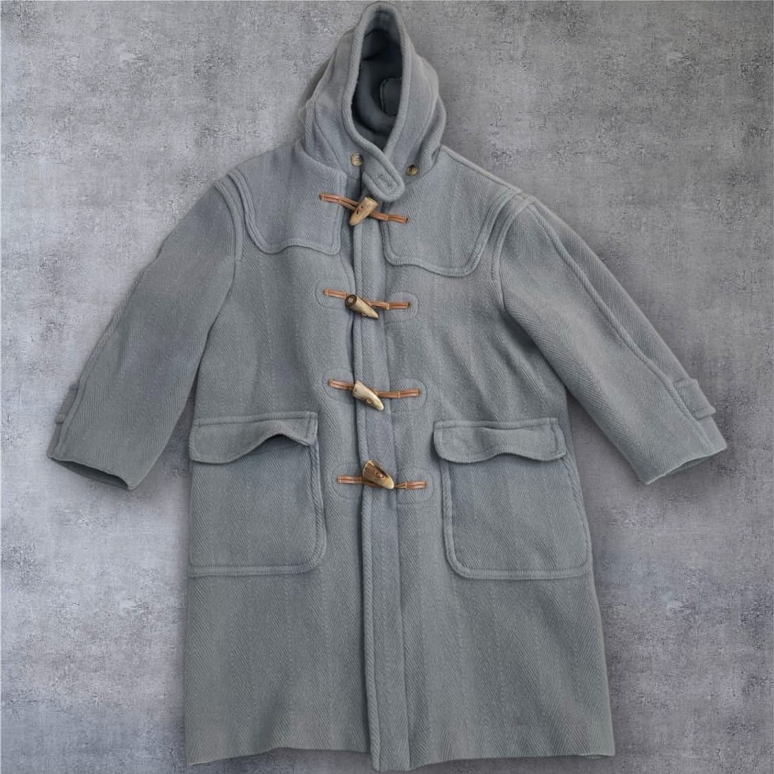 글로버올 GLOVERALL 파스텔블루 그레이 헤링본 더플코트 EUR 38 상품이미지2