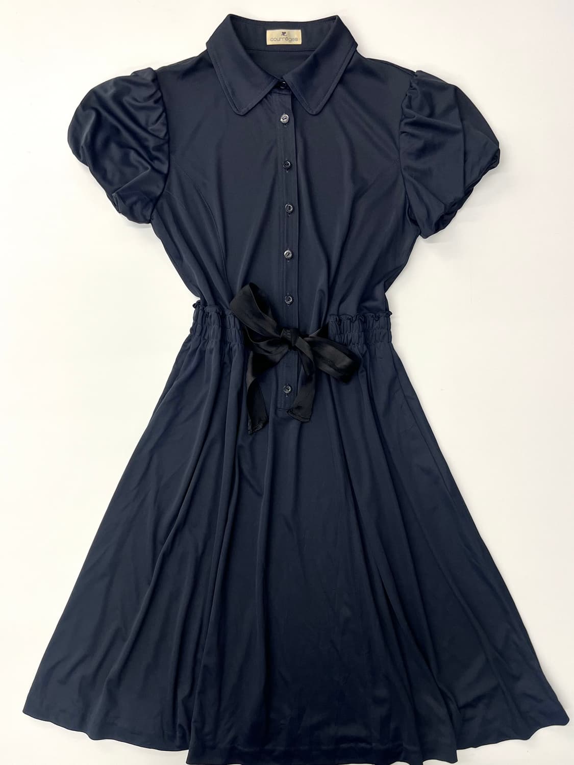 Courreges 꾸레쥬 네이비 퍼프 블라우스 원피스 상품이미지5