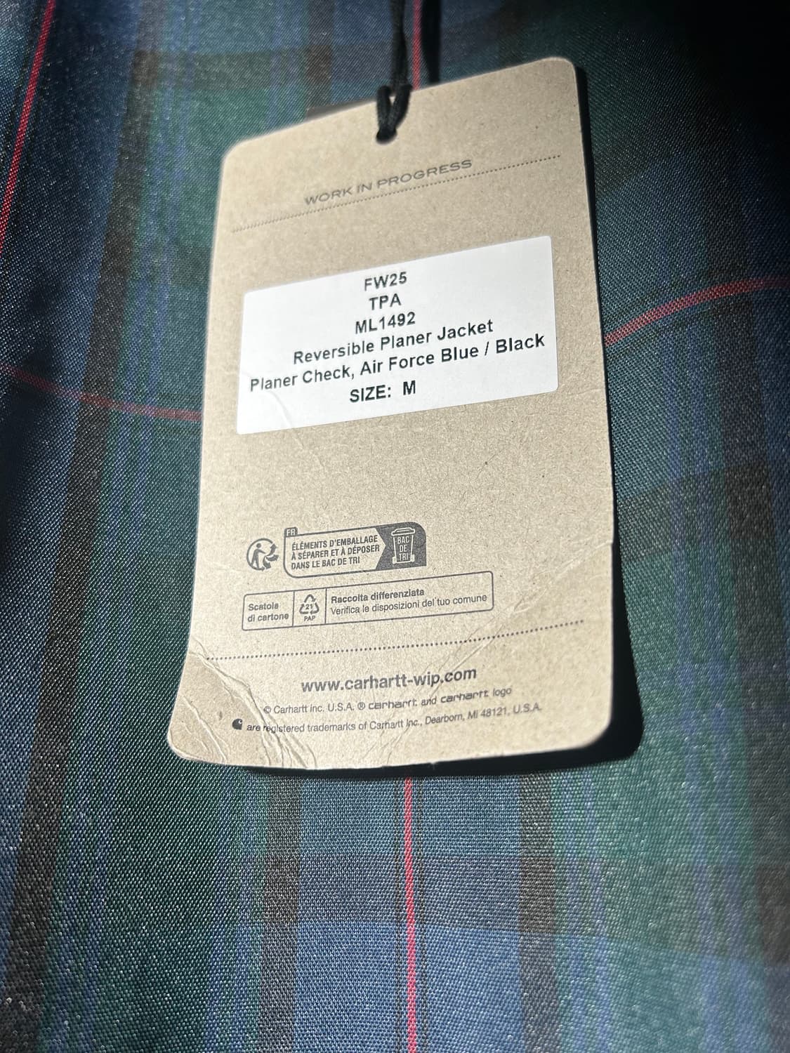 칼하트 wip 리버시블 플래너 자켓 m 상품이미지7