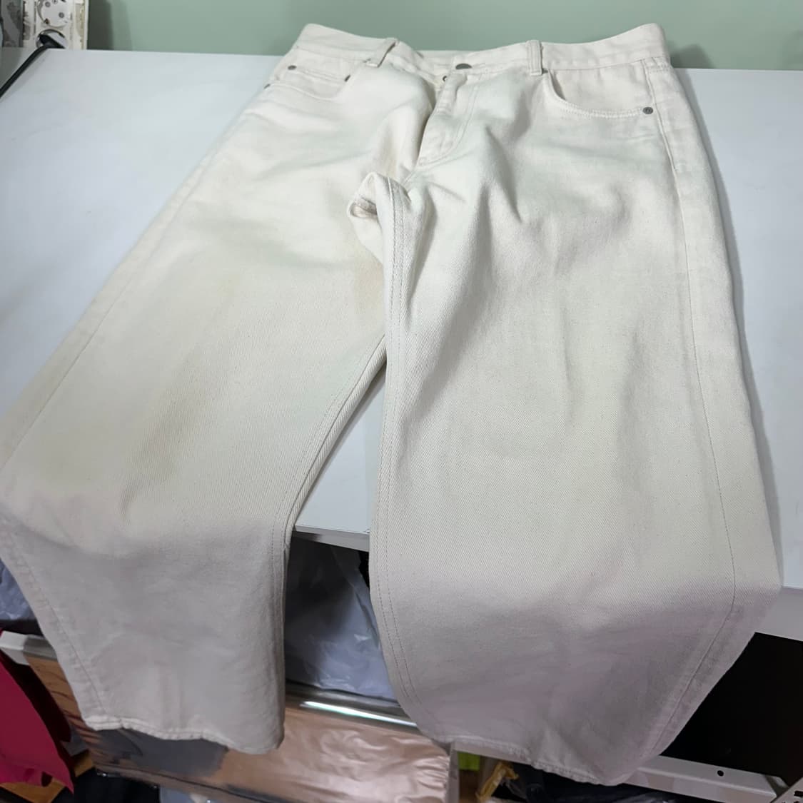 L 유니폼브릿지 레귤러핏 일자핏 크림아이보리 데님팬츠 상품이미지3