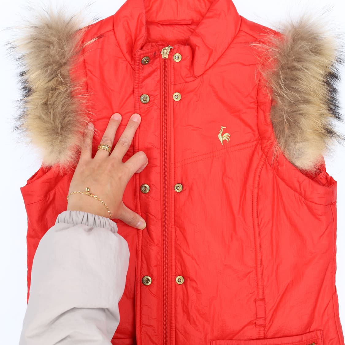 [M] 르꼬끄 골프 여성 라쿤털 패딩조끼 1209 H1 상품이미지4