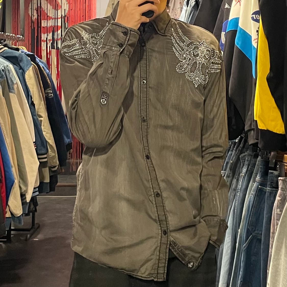 [IM] vtg 웨스턴 자수 차콜 셔츠 상품이미지5