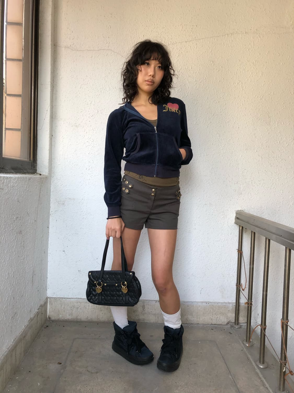  BASQUIAT 금장 버튼 카키 숏팬츠 상품이미지5