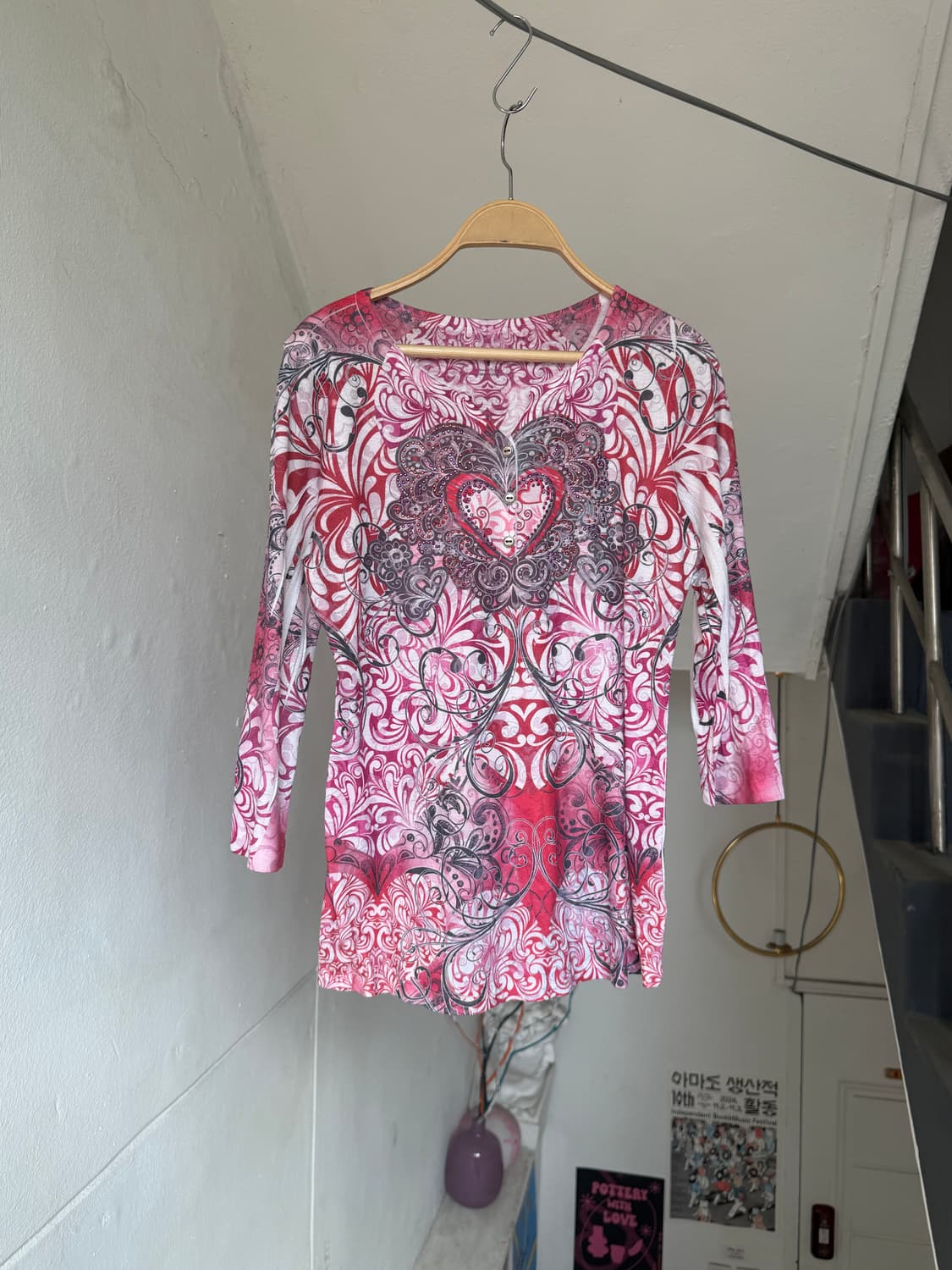 y2k 끝판왕 하트 그래픽 티셔츠 상품이미지1