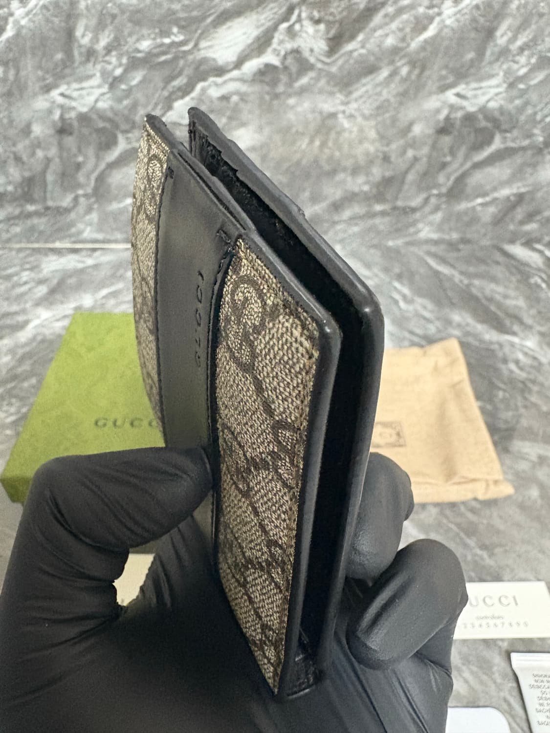 (새상품급) 구찌 GG 슈프림 반지갑 베이지 에보니 상품이미지5