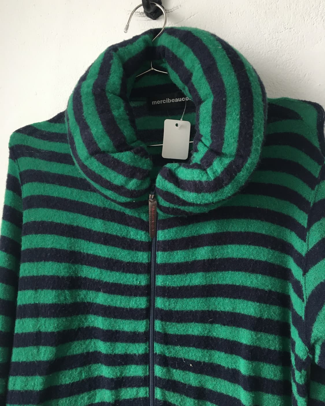 Thick neck stripe pattern zip up 상품이미지4