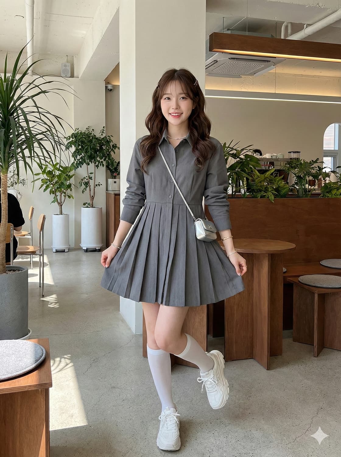 에잇세컨즈 그레이 플리츠 미니 원피스_S 상품이미지1