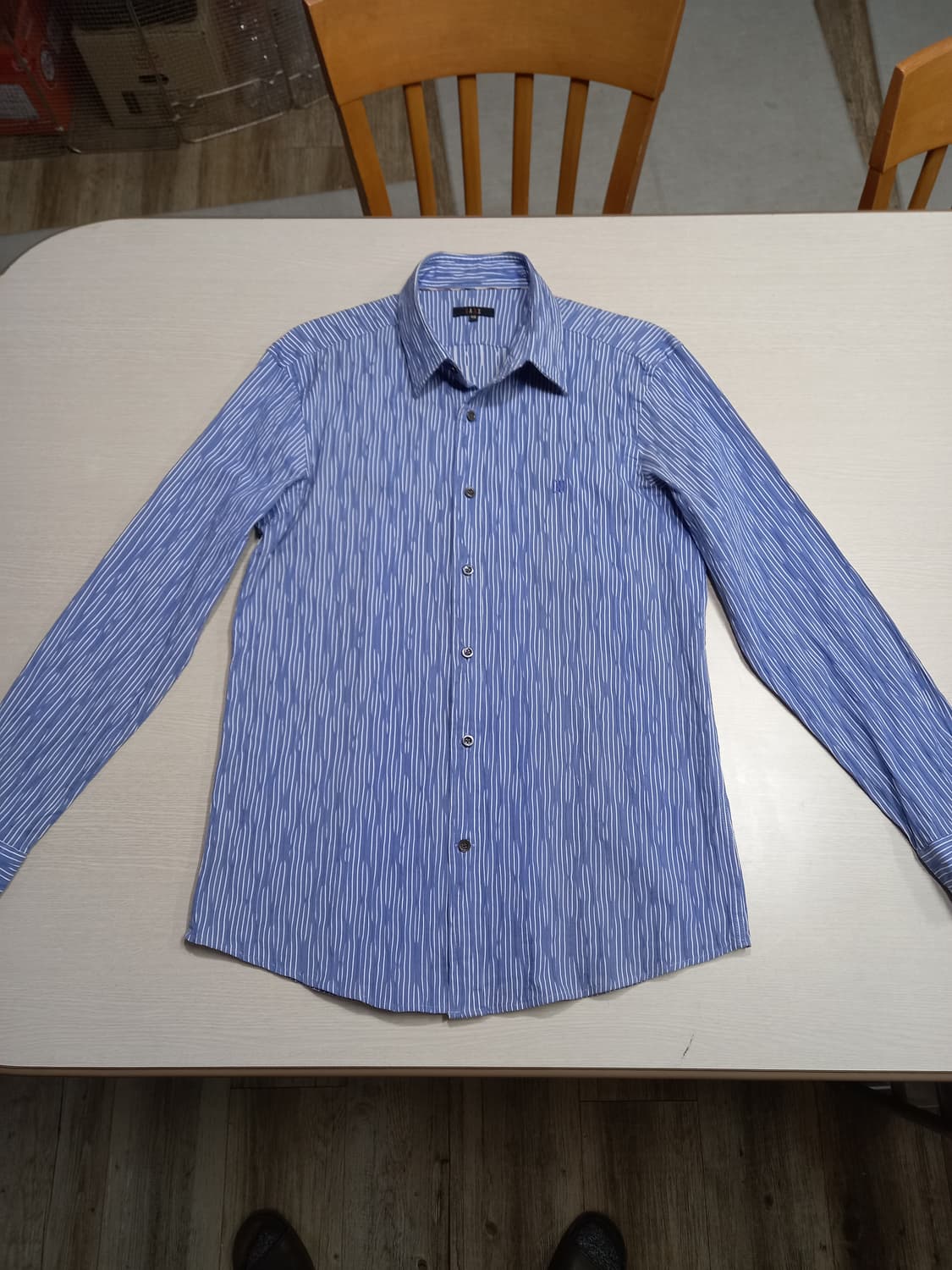 L100 DAKS 엠보싱 스판 드레스셔츠 블루 L-686 상품이미지1