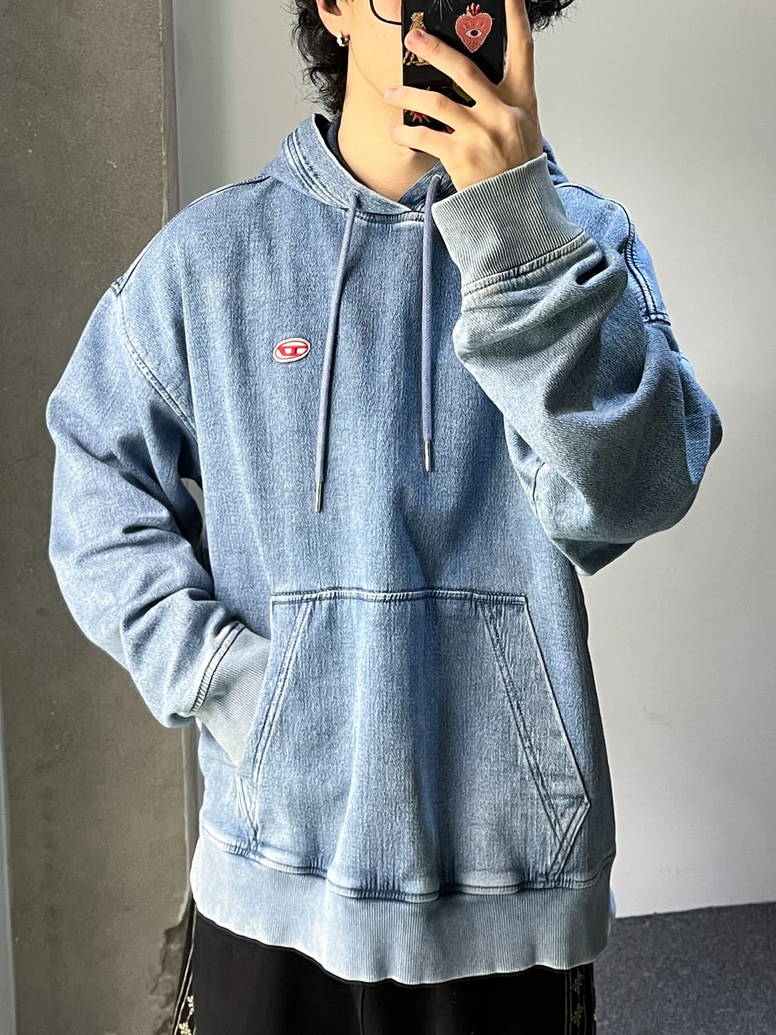 디젤 D-UM-RIB 트랙 데님 후드티 상품이미지1