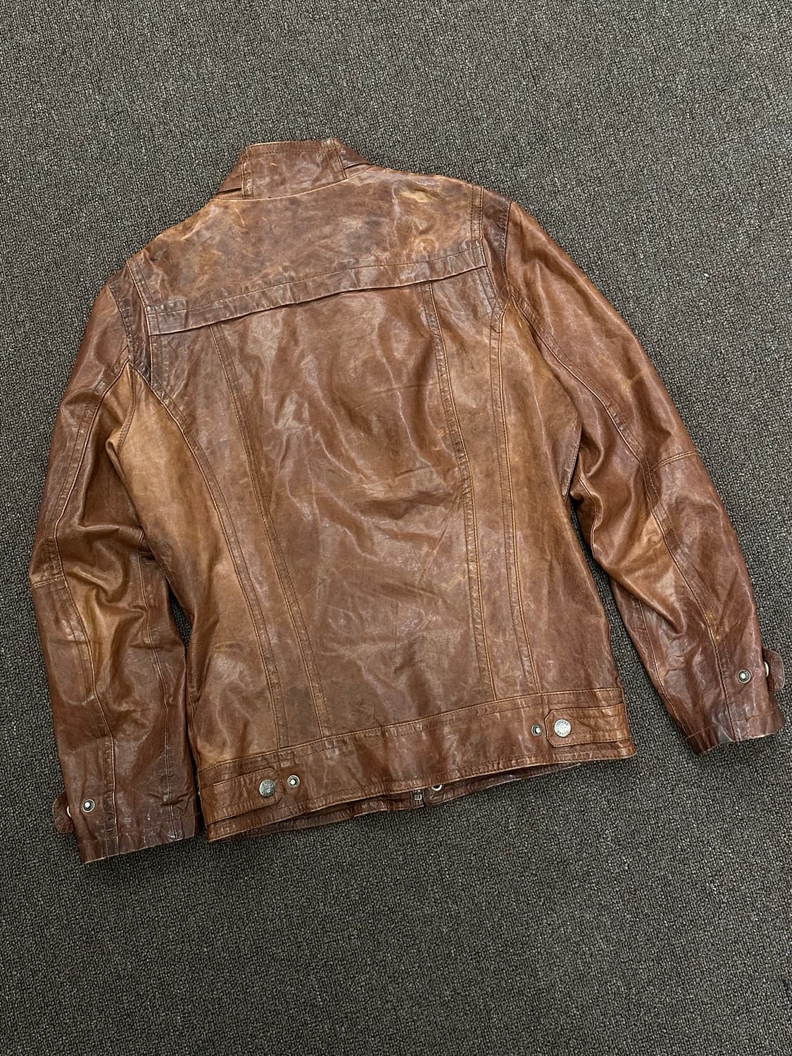 M)GUESS 빈티지 브라운 양가죽 라이더 자켓 상품이미지2