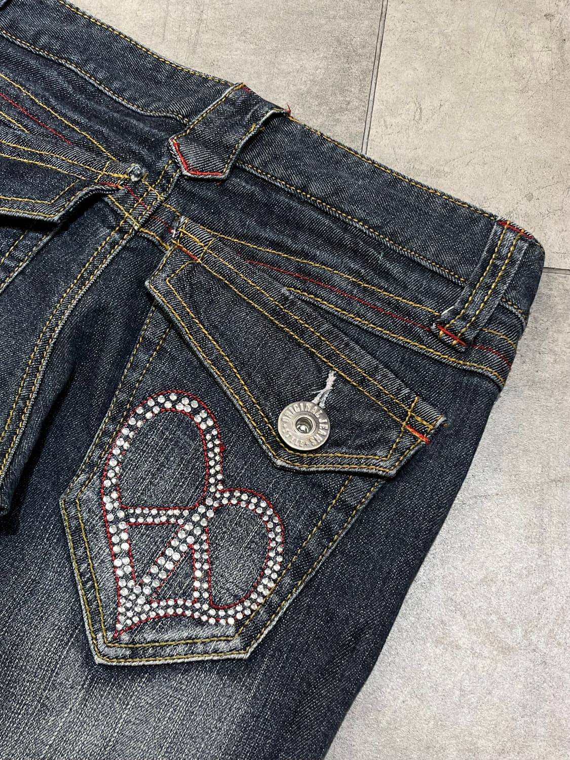 일본 빈티지 BCBG y2k 피스마크 큐빅 부츠컷 데님 팬츠 상품이미지6