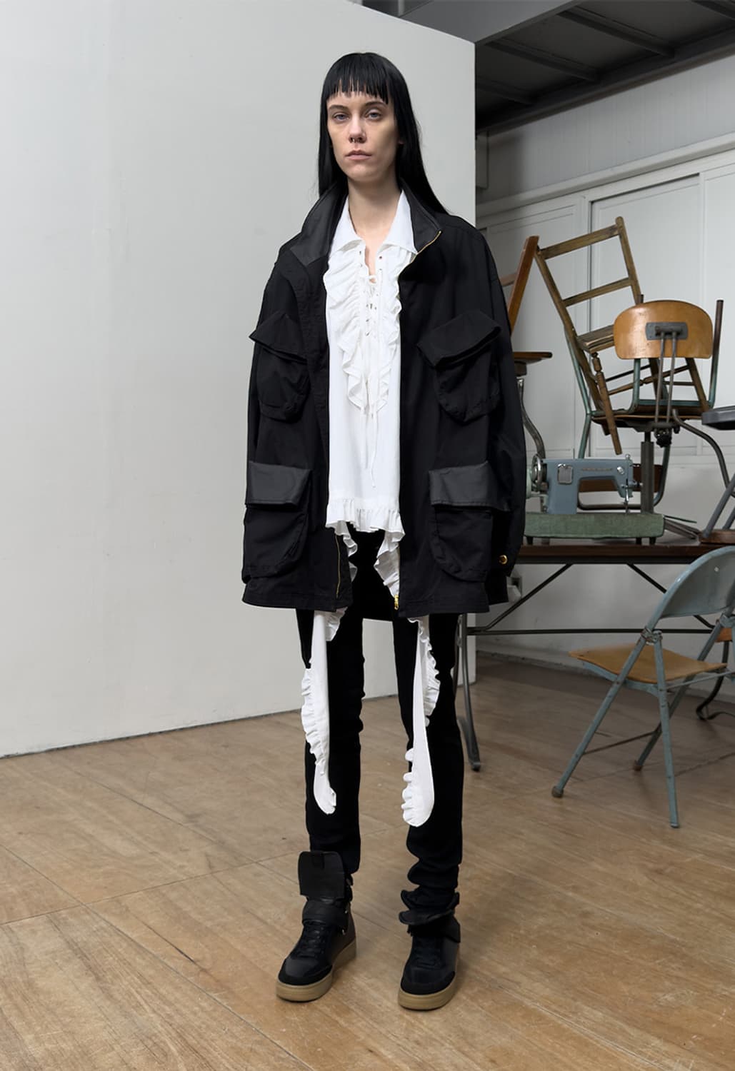 오픈와이와이 카고 포켓 필드 자켓 블랙 상품이미지3