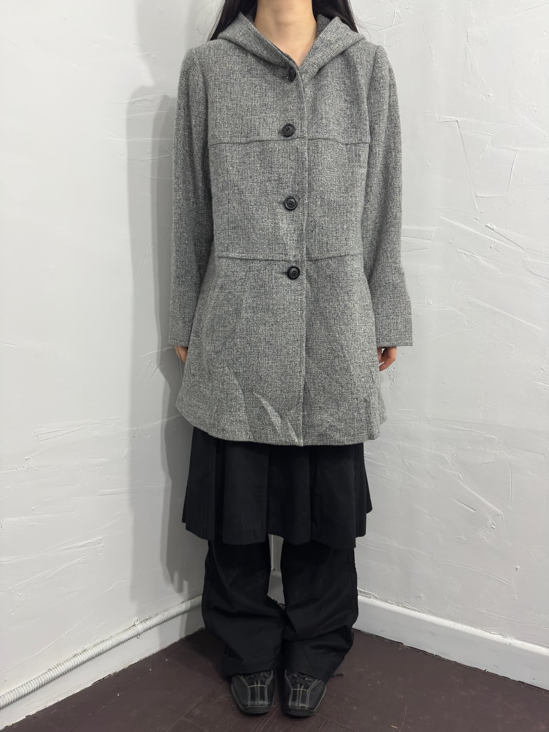 noa-g gray button coat 상품이미지1