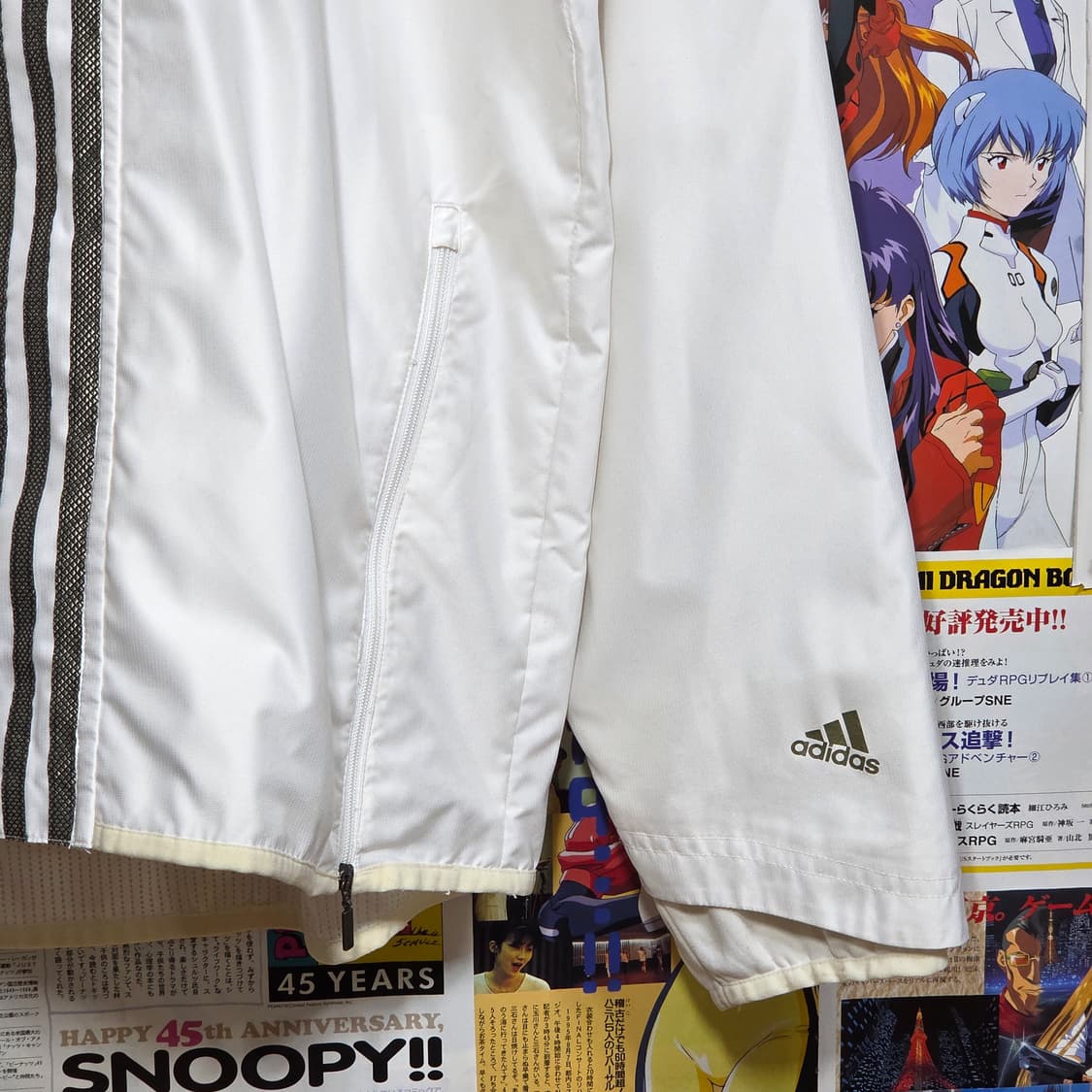 아디다스 올드스쿨 화이트 삼선 바람막이 상품이미지4