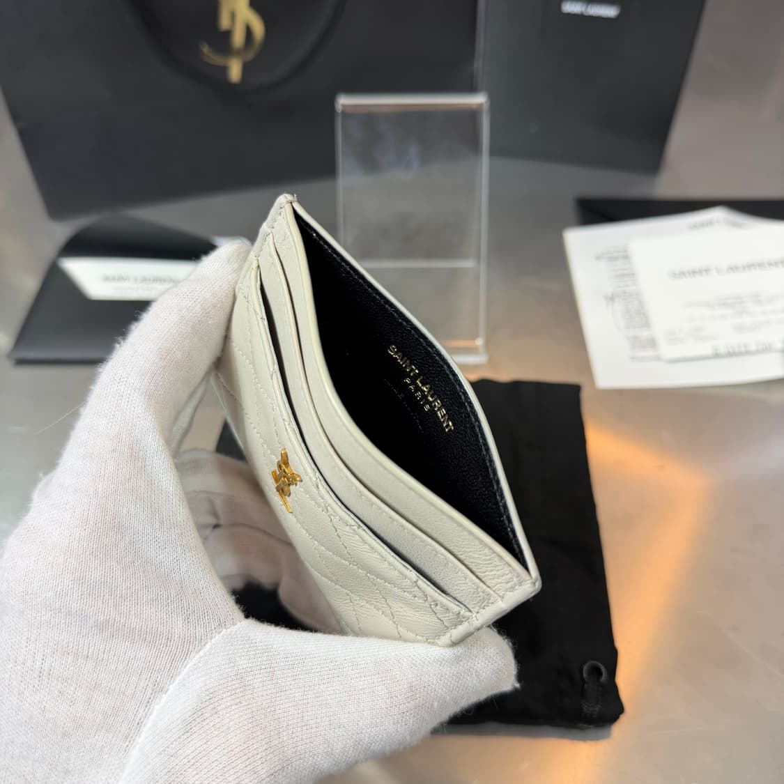 [리오브] 생로랑 램스킨 금장 가비 카드지갑 상품이미지4