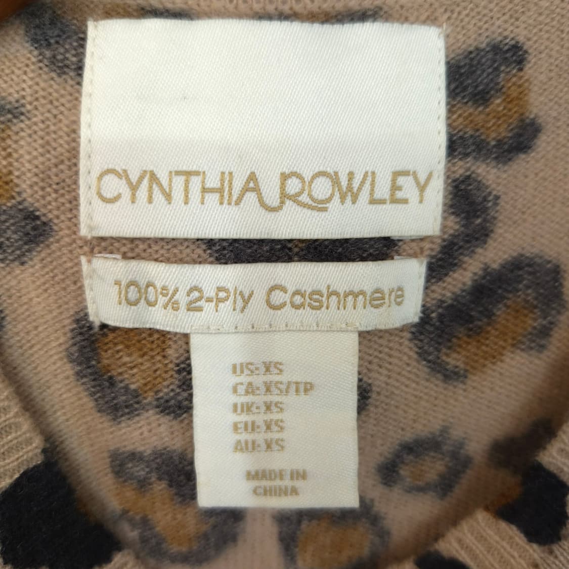 Cynthia rowley 100% 캐시미어 레오파드 니트 상품이미지9