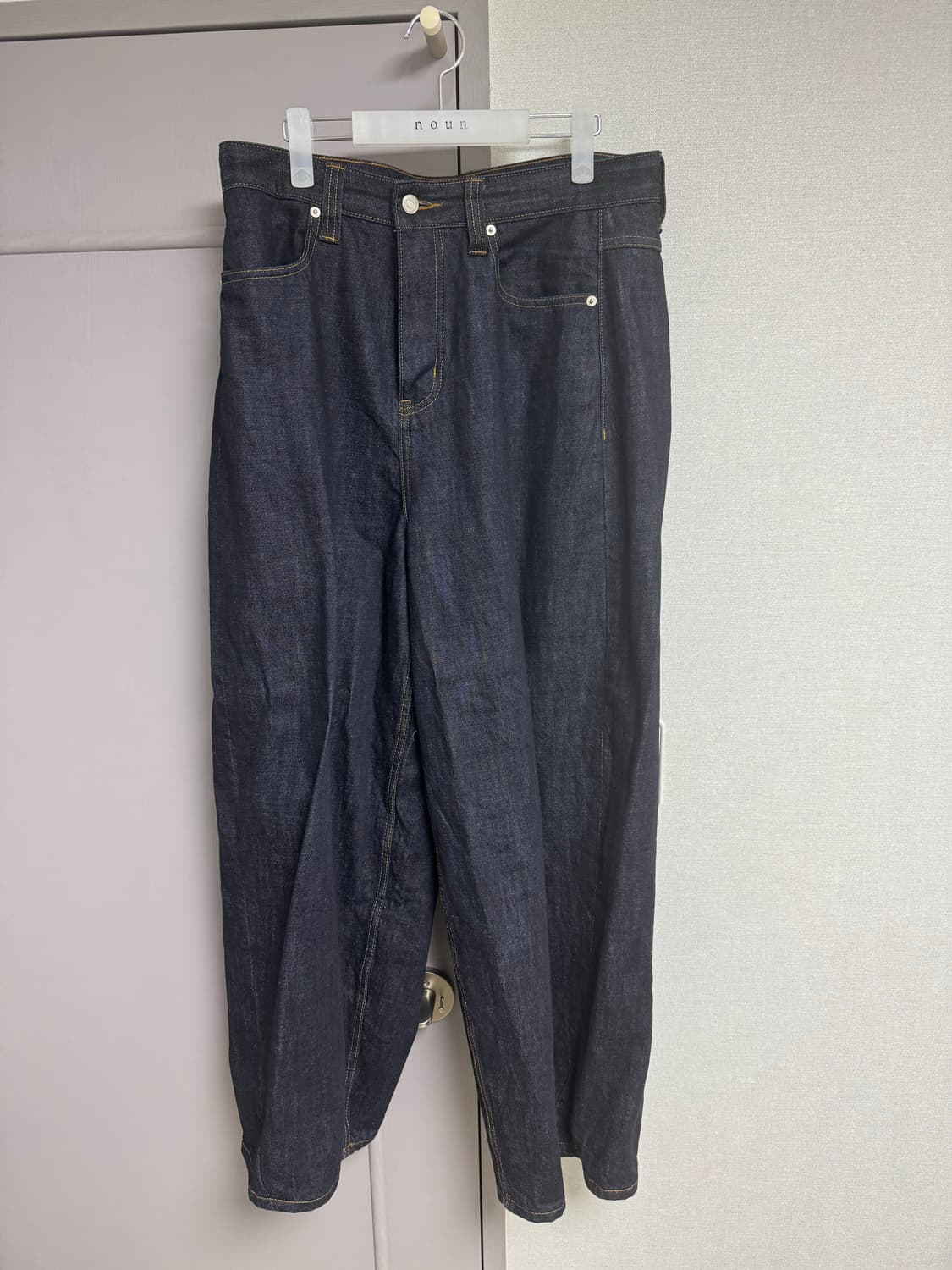 노운 와이드 커브드 인디고 데님 팬츠 상품이미지1