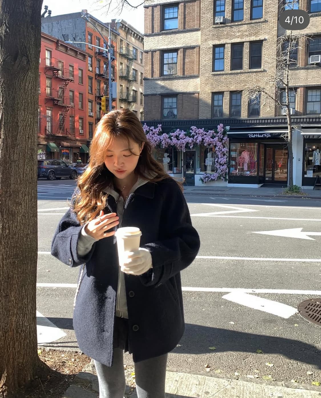 타낫 에토 알파카 하프코트 울 네이비 카라 샵리즈 르플레인 릴리코츠 상품이미지1