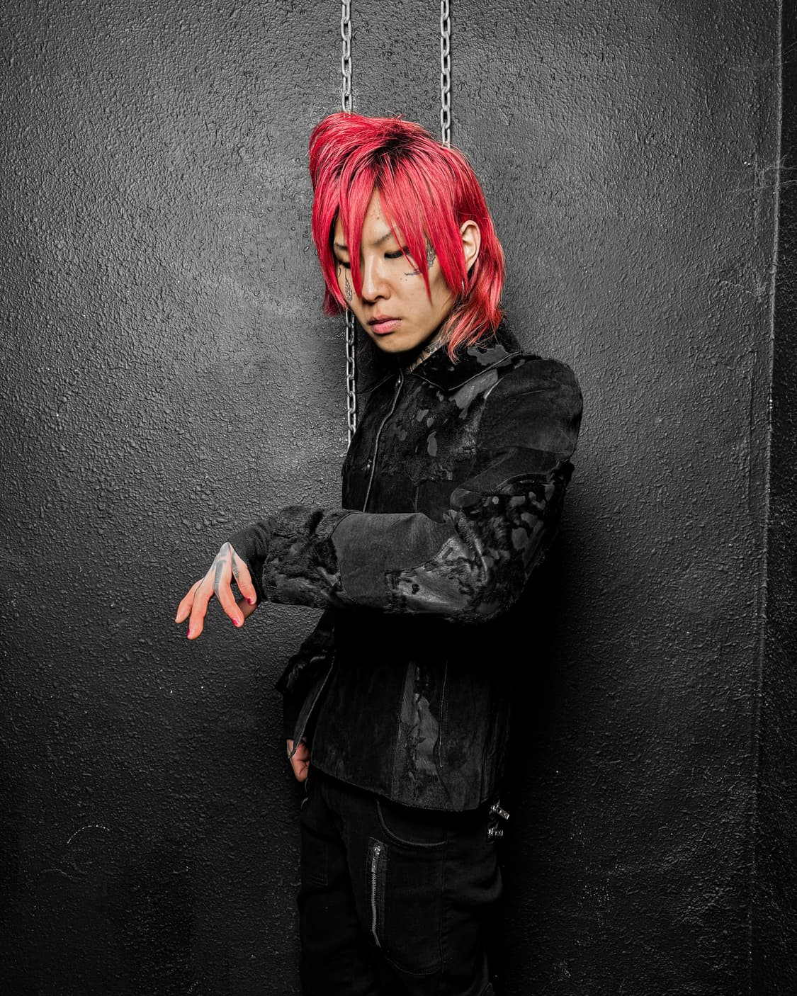 Vintage Pony Hair Panel Leather Jacket   상품이미지1