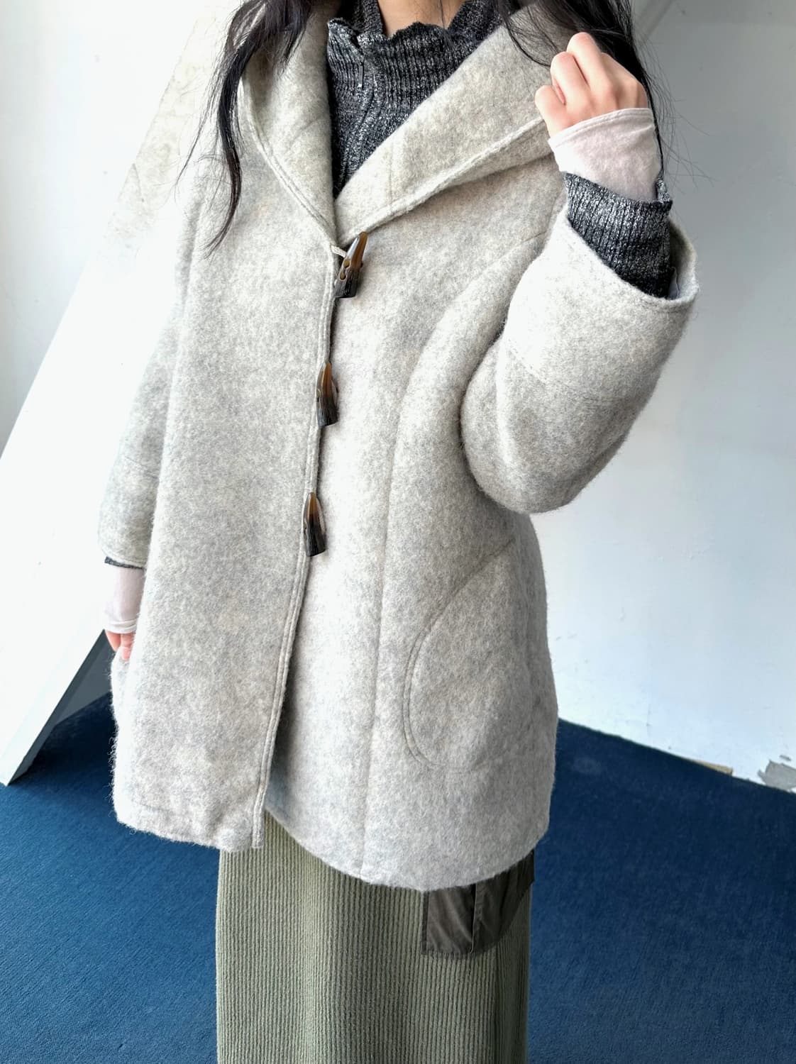 Smudge felted wool hooded duffle coat 상품이미지10