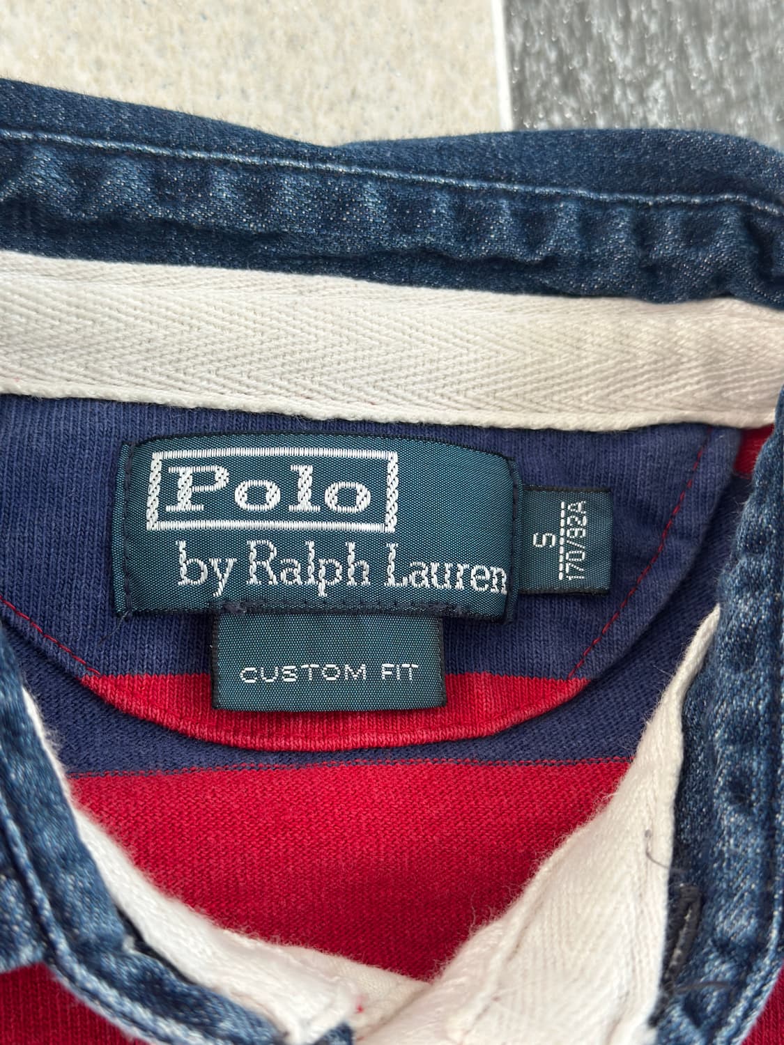 폴로 랄프로렌 스트라이프 데님 럭비 카라 티셔츠 상품이미지5