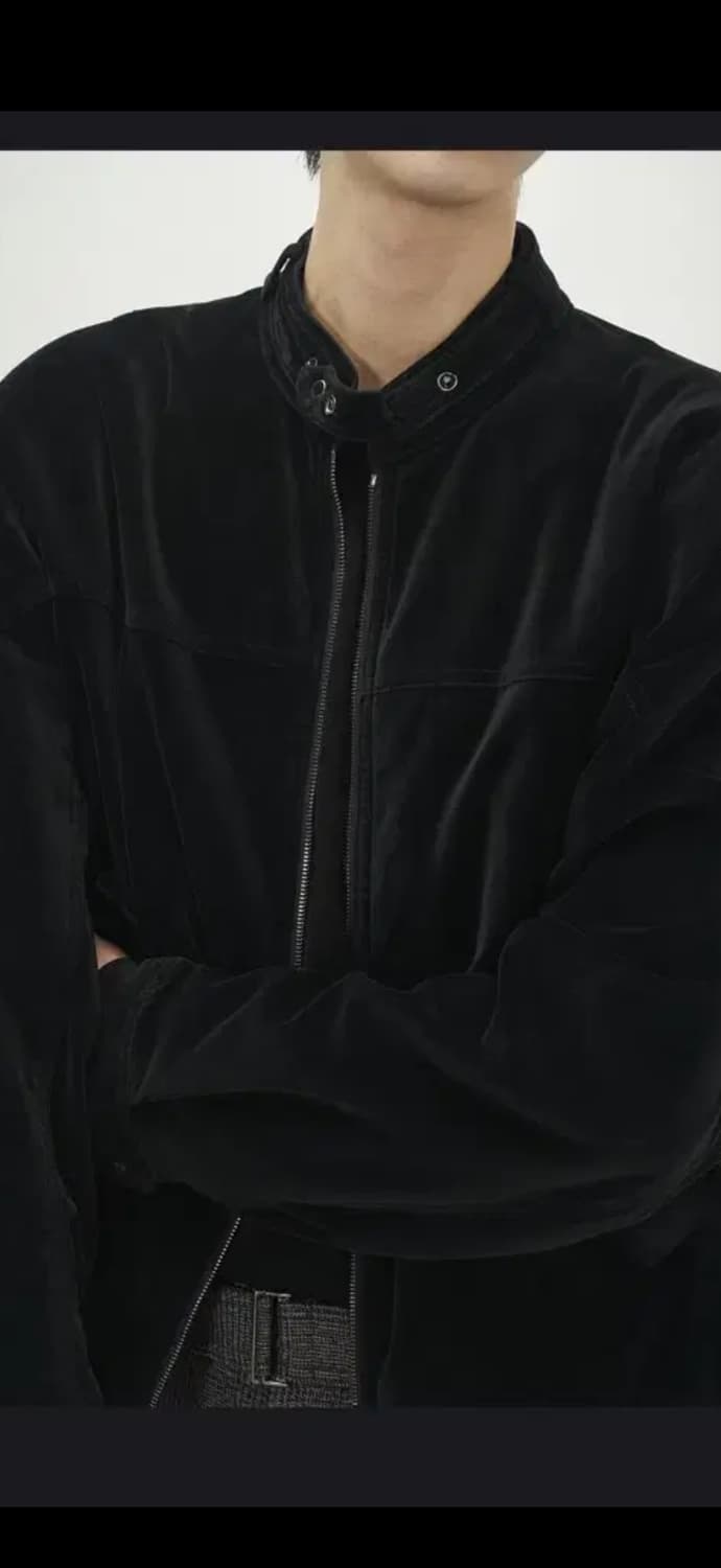 (새상품) 포커페이스 파사드 벨벳 바이커 블루종 48  상품이미지2