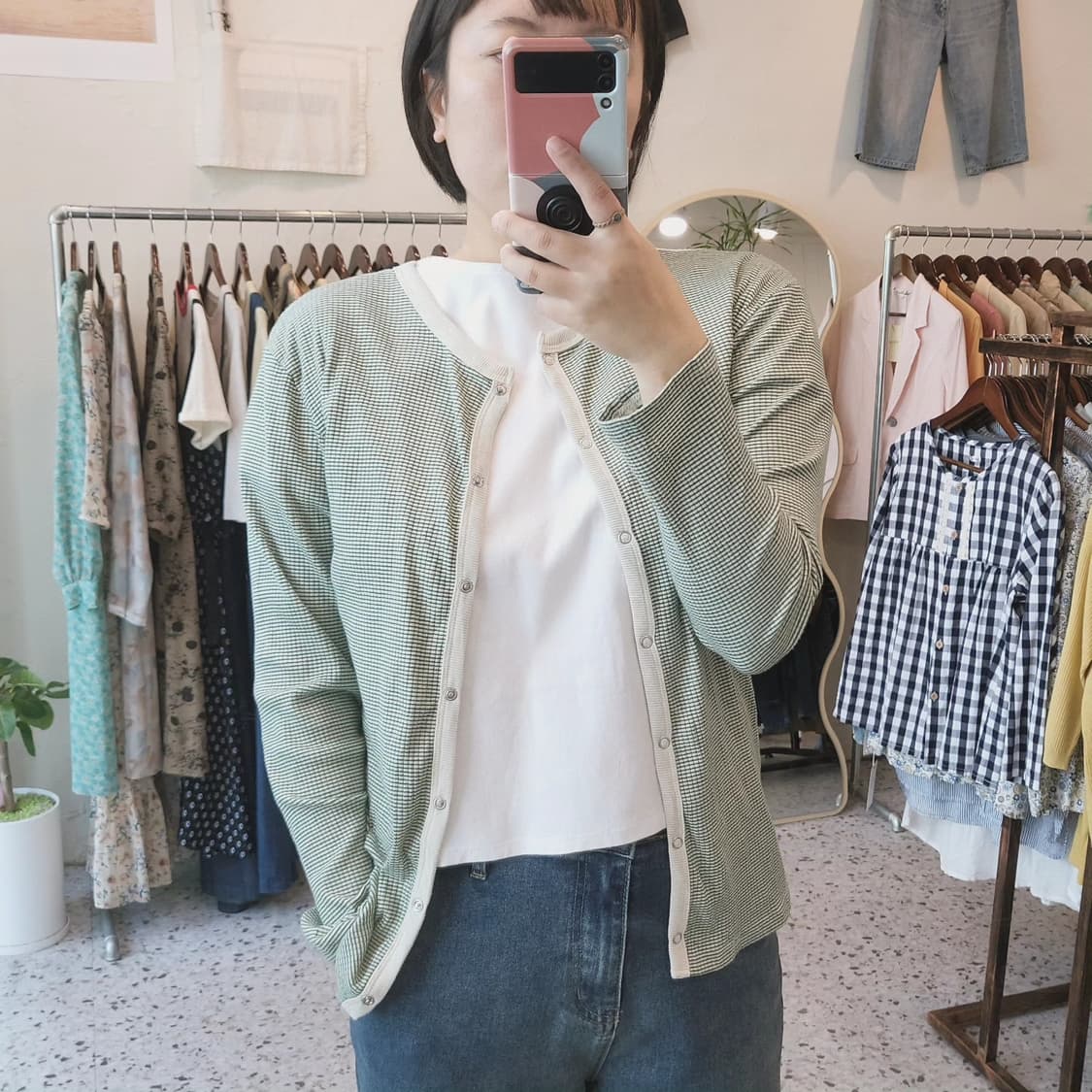 Dearful 스냅버튼 와플 가디건 상품이미지10