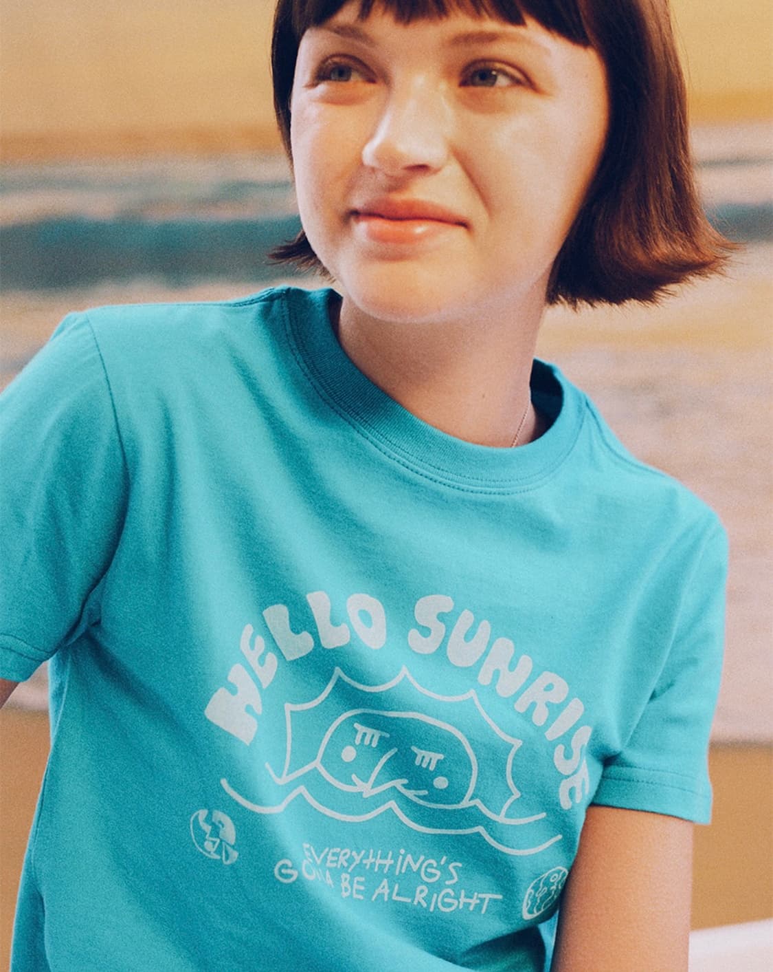 반택가능/헬로선라이즈X팀코믹스 WOMENS SHY SUNRISE SS 상품이미지4