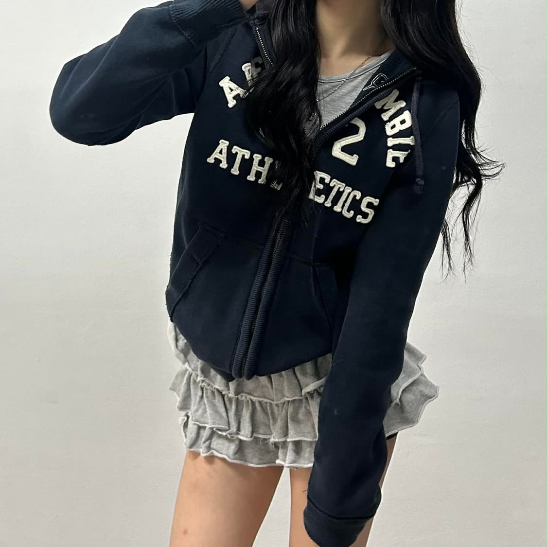 아베크롬비 y2k 올드스쿨 블랙 스웨트셔츠 후드집업 희귀져지(M) 상품이미지1