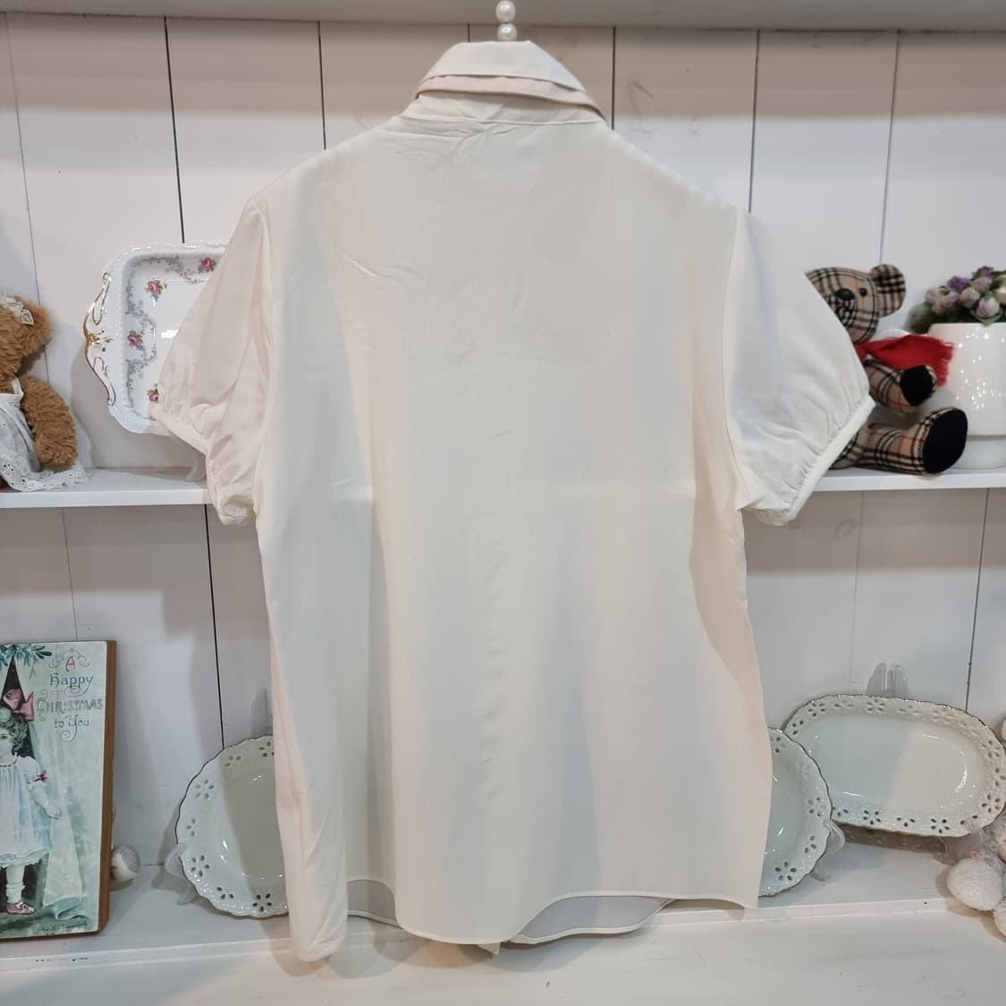 레이스 카라 리본 블라우스 아이보리 상품이미지6