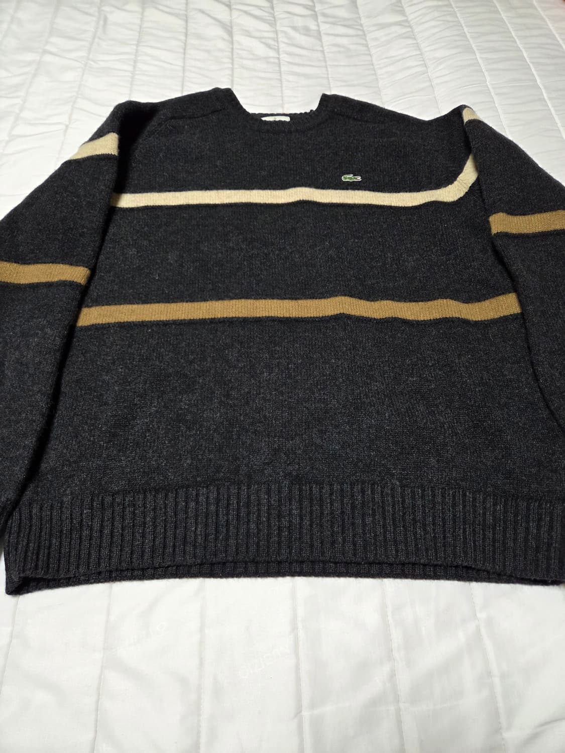 [95]90s 라코스테 울니트 퓨어뉴울100 차콜스트라이프 상품이미지2