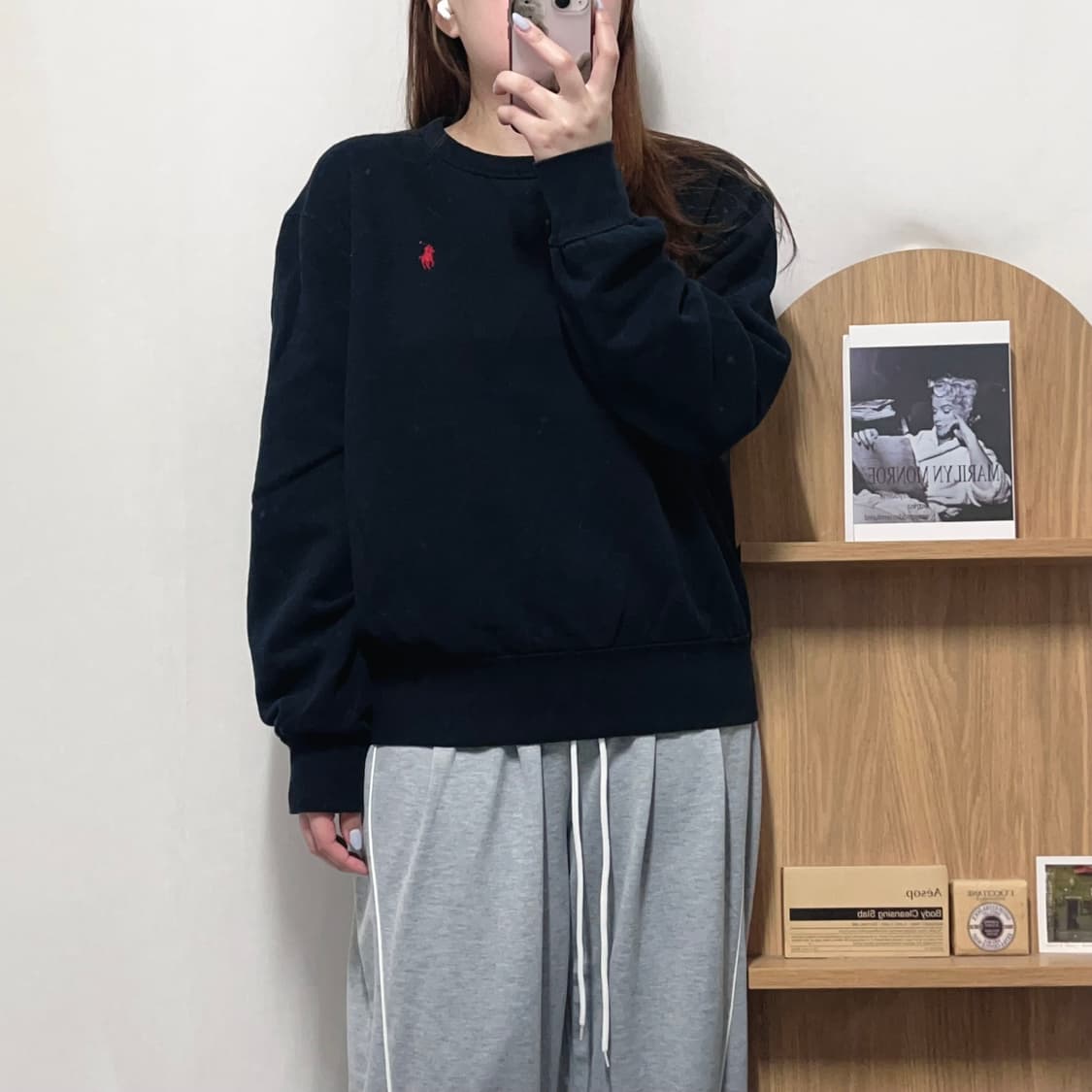 [정품] 폴로 블랙 / 레드포니 기모 맨투맨 [ M ] 상품이미지2
