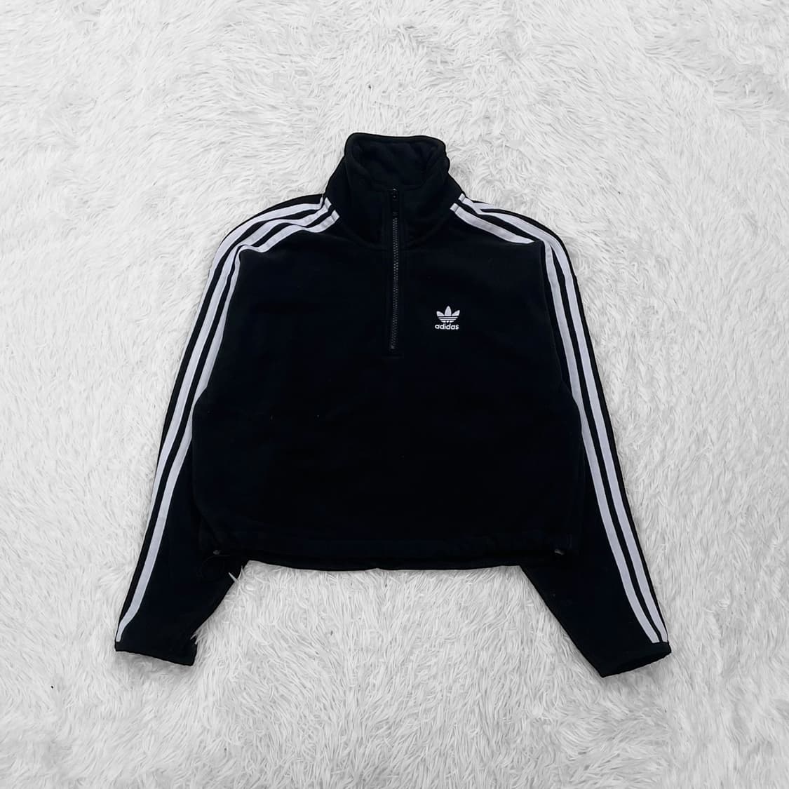 아디다스 트레포일 로고 크롭 반집업 후리스 자켓 상품이미지2