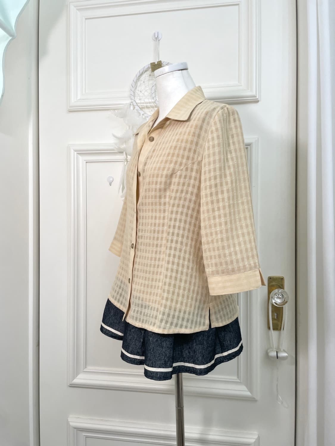 butter yellow check summer jacket(size-M 상품이미지3