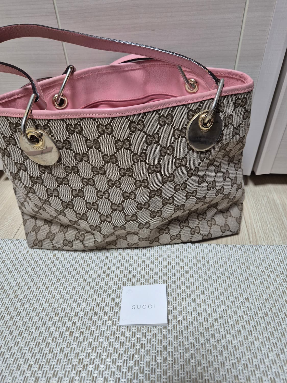 (정품) 구찌 GG로고 핑크 숄더백 토트백 자가드 상품이미지2