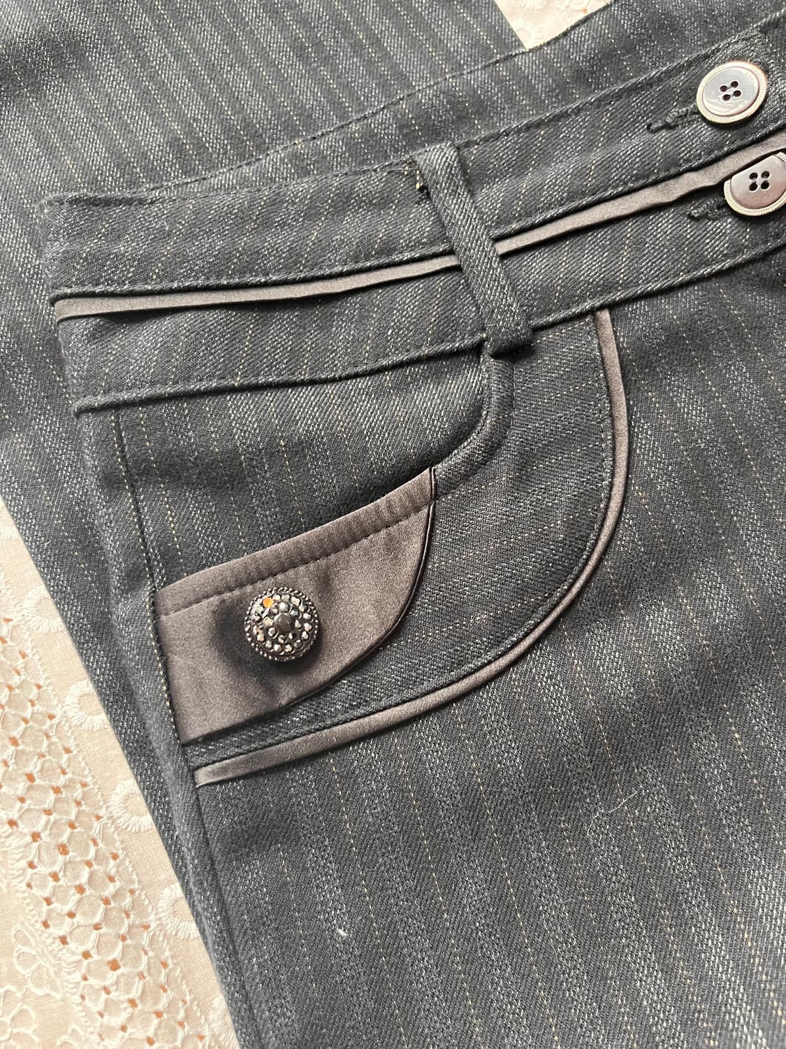 Black striped bootcut slacks  상품이미지2