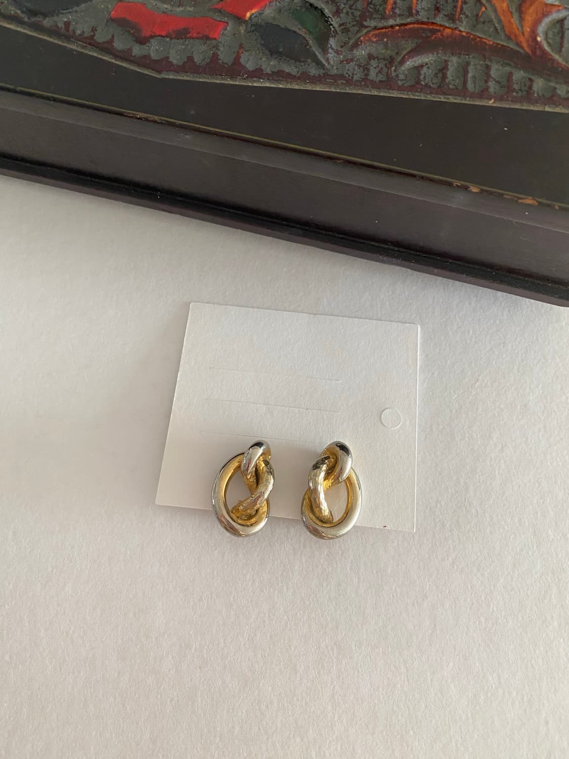 빈티지 투톤 체인 클립 귀걸이 상품이미지2