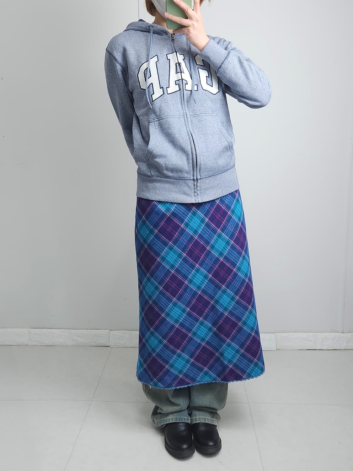 체크 롱 스커트 상품이미지2