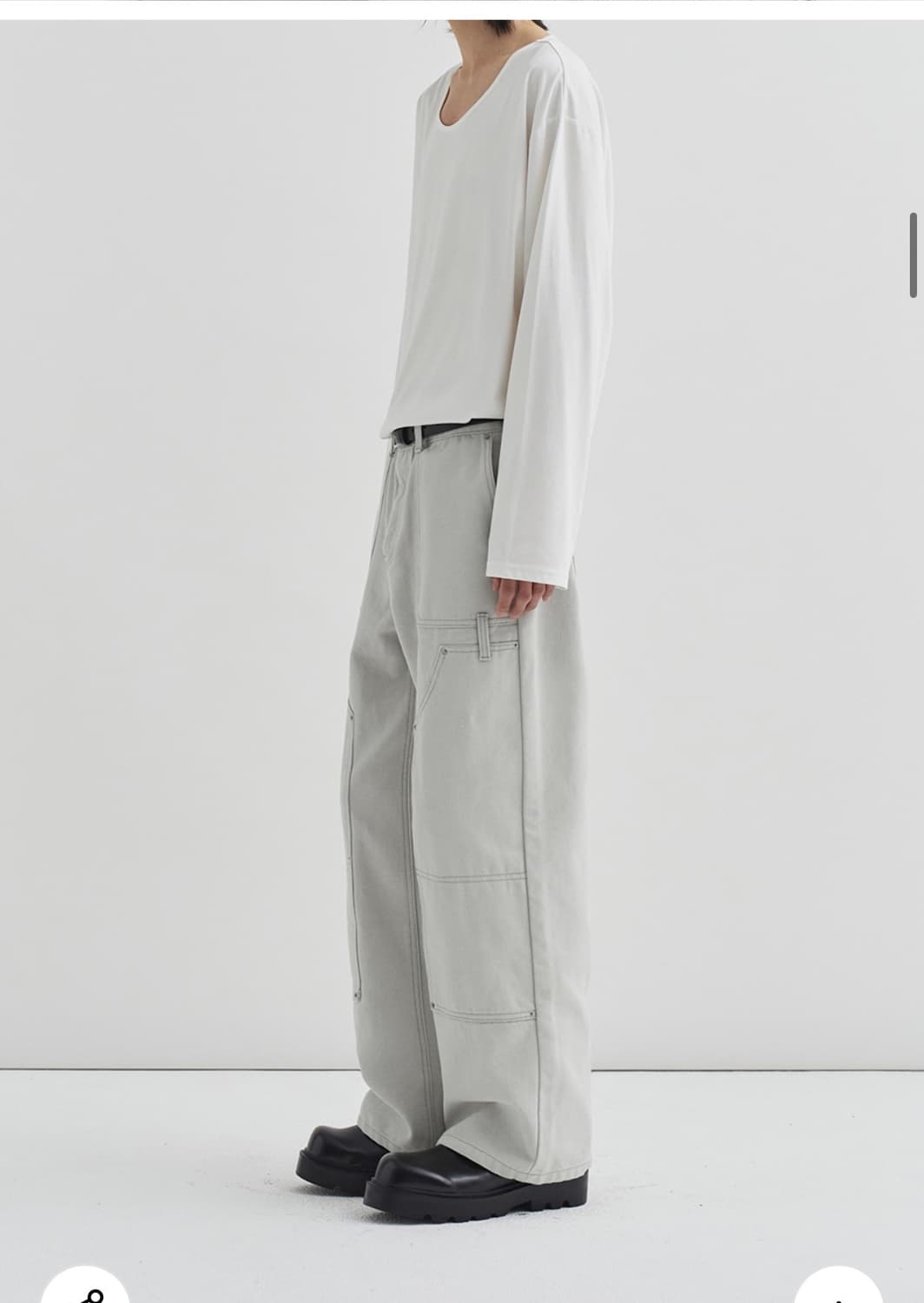 (L) 드로우핏 워시드 더블니 카펜터 워크 팬츠 [LIGHT GREY] 상품이미지6