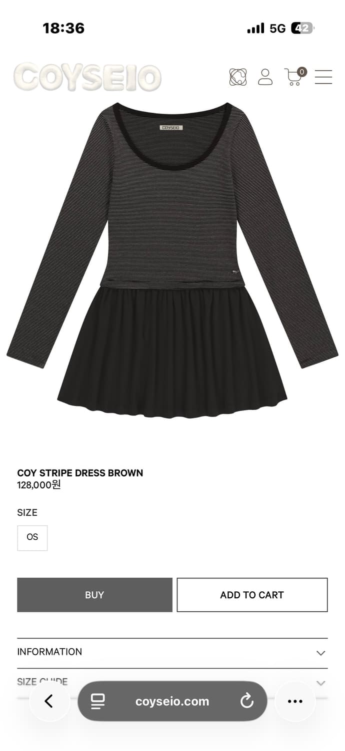 코이세이오 스트라이프 드레스 브라운 상품이미지1