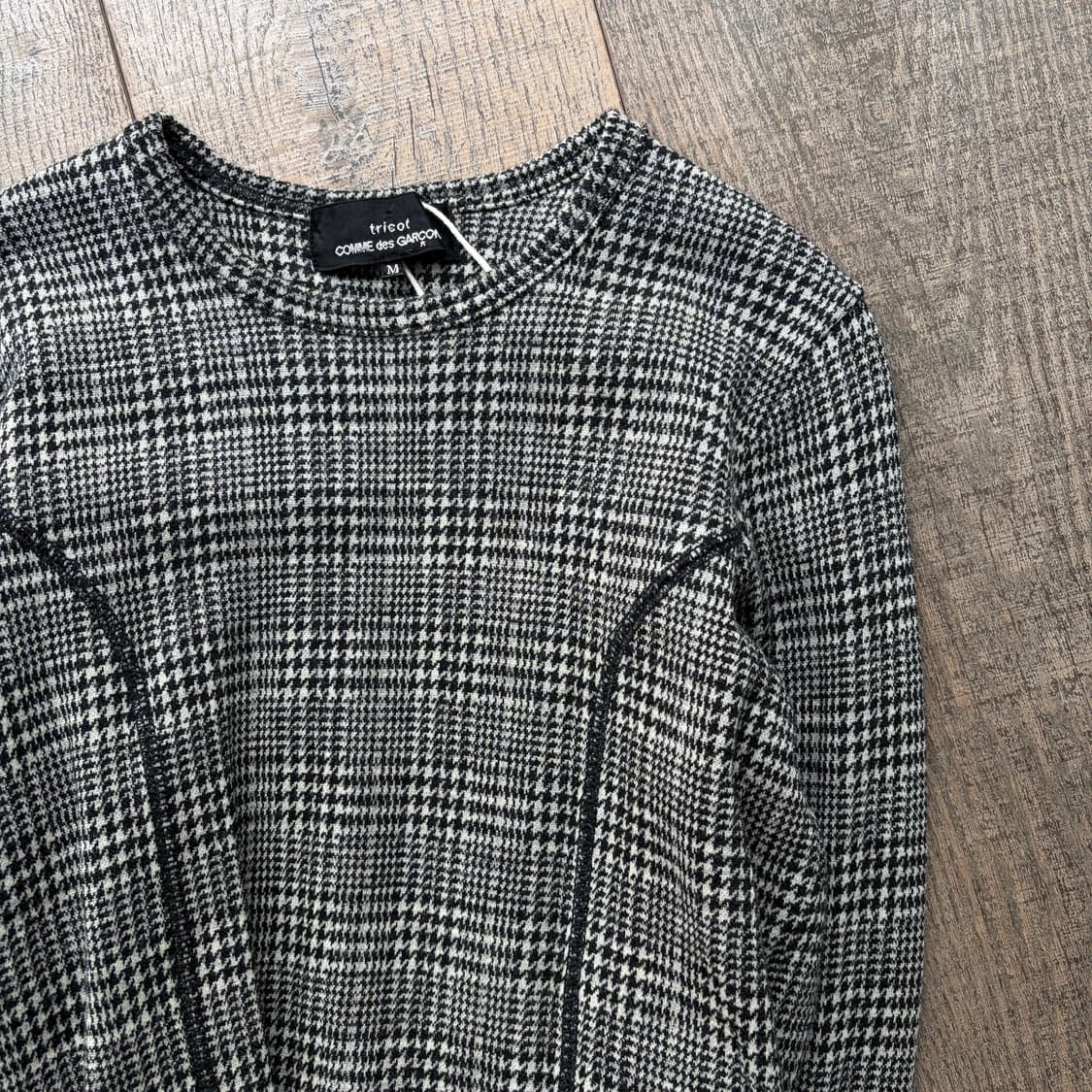 Houndtooth Shirring Transformed Blouse 상품이미지3